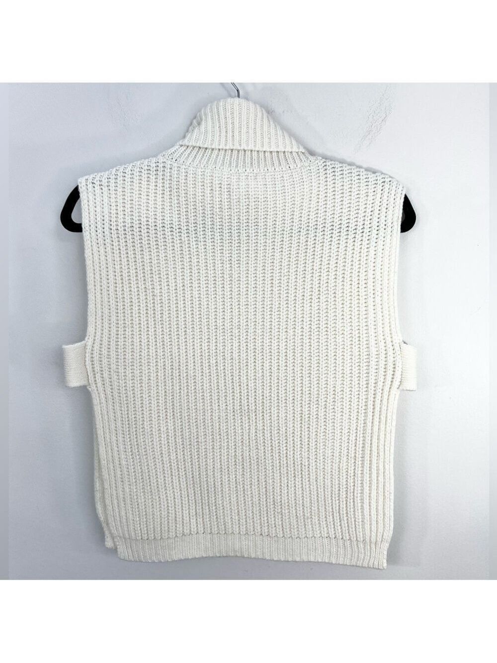StilEstro Italy ivory cowl neck wool alpaca blend open side sleeveless sweater - Picture 5 of 14
